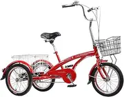 Tricycle for Adults, 16in Adult Tricycle 3 Wheel Bikes for Seniors Women Men with Large Basket Single Speed Bicycle for Recreation Shopping Picnics Exercise