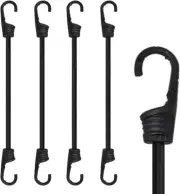 36-Inch Bungee Cords with Hooks Black Elastic Rope Straps for Camping, Bike, Fol