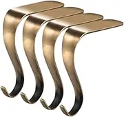 Lilihuimaoyi 4 Pack of Metal Hooks for Christmas Stockings, Bronze, as described