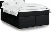 vidaXL Box Spring Bed with Mattress and LED Lights - Black Fabric - Pocket Spring and Foam Comfort - Bedroom Double Bedstead - Sturdy Pine Wood Frame - Modern Stylish Design - Dimensions 190x144x1...