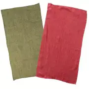 Red & Green Oversized Stonewashed Linen Tea Towels