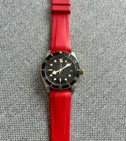 22mm RED FKM Caoutchouc rubber Strap Tudor Black Bay 41 Watches