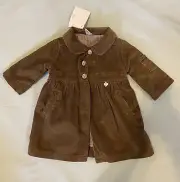 NWT Icky Baby 12 18 24 M Cord Long Coat Jacket Brown Pink Corduroy Duster Maxi