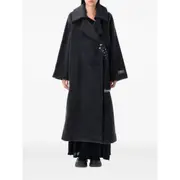 [Ganni] Ganni Double-face Wool Lace-up Coat S-M BLACK