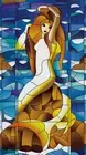 Stained Glass Mermaid Window Wall Art, Opaque Glossy Laminated Sticker Decal