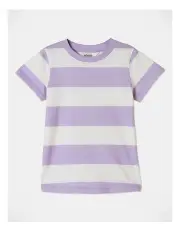 [Milkshake] Essential Block Stripe Print Tee in Lilac