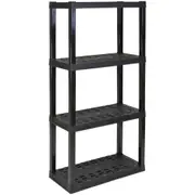 Oskar 4-Tier Garage Shelving - Storage shelves- garage storage, Holds 180kg, Multipurpose Storage Solution, Tool-Free Assembly, Made With Recycled Materials (Black)