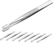 jojofuny 8pcs Stainless Steel Stamp Tweezers Flat Wide Tip Precision Tweezers Crafting Tools For Stamp Collectors Philately And Craft
