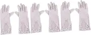 [Sosoport] 2pcs Lace Gloves Sun Protection Gloves for Women Cycling Gloves Outdoor Screen Touch Gloves Lace Touch Screen Gloves Women Touch Screen Gloves Screen Miss Grey