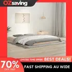 wooden bed frame queen size solid pine sturdy slats natural color 3439