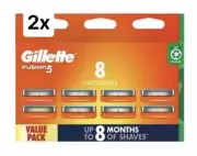 2x Gillette Fusion5 Value Pack 16 Shaving Blades Cartridges Fusion 5 Free Post