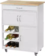 Kitchen Trolley with Wine Racks, Portable Workbench and Serving Cart for Bar or