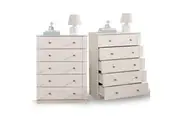 5 Drawers Chest of Drawers Tallboy Dresser - 2 Set Bundle | Stylish Bedroom Storage