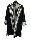 Sz 16 NWT 4k Akris Houndstooth & Black 100% Cashmere Reversible Coat Duster