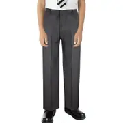 Kids Boys Pants Plain School Uniform Pull Up Regular Fit Elasticated Trouser Grey 3-4 Years