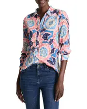 NIC+ZOE Scribble Blooms Crinkle Shirt