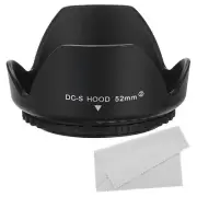 52mm Camera Lens Hood, Reversible Flower Lens Hood Protector with Cloth