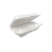 Sugarcane Takeaway Clamshell Container - 8.5″ x 5″ x 3″ (400pcs/ctn)