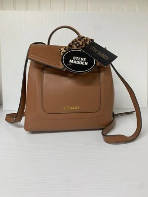 New Steve Madden Women's Backpack Crossbody bag brown with Matching Scarf