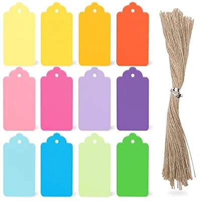 120 PCS Gift Tags with String Attached, 2x4 inches inch Colored Gift Tags for