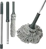 Self Wringing Mop for Floor Cleaning Wet Mop with 50 Inch Long Handle Highly Absorbent Cotton Thread Floor Mop Removable Wringing Mop Hangable Twist Mop with 2 Mop Heads for Home Office Kitchen