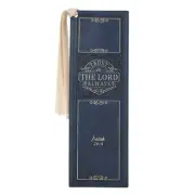 Navy Blue Faux Leather Scripture Bookmark w/Ribbon: Trust the Lord - Isa. 26:4