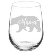 Mama Bear Mom Mother Stemmed / Stemless Wine Glass