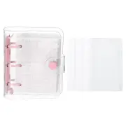 Clear 3 Ring Binder Cover, PVC Notebook Binder Refillable Loose Leaf, Pink