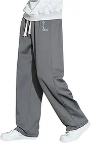 [Generic] Mens Baggy Pants Wide Leg Loose Fit Drawstring Sweatpants Elastic Waist Open Bottom Casual Pants 2025 Spring Summer Pant