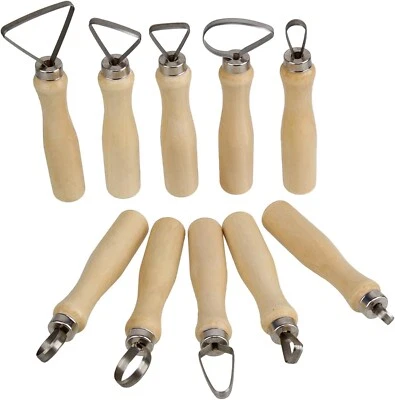 Stainless Steel Wooden Thick Handle Flat Wire Cutter Clay Pottery Sculpting Too