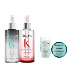 【KERASTASE 巴黎卡詩】極淨平衡+粉漾芯生頭皮精華組