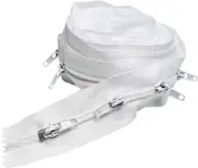 #3 White Bulk Zipper by the Yard Nylon Coil Zippers by the Yard with 15Pcs Auto-