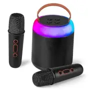 Mini Karaoke Machine with 2 Wireless Microphones for Kids Adults, Black 2 Mic