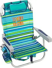 Tommy Bahama 5-Position Backpack Beach Chair with Pillow (Green Stripes)