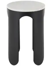 Peyton Lane Metal Round Side End Accent Table With Marble Tabletop