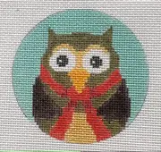 Owl Christmas Ornament Hand Painted Needlepoint Canvas