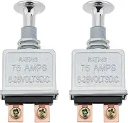 Create idea 2 Pcs 75 Amps Heavy Duty Push-Pull Switch 2 Terminal 6-28 Volts DC On/Off Switch for Cars Heavy Duty Trucks Buses ATV RV Boats Silver