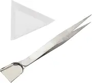 MOSKOS 10pcs White Triangle Bead Sorting Trays and 1pcs Silver Color Handy Tweezer with Scoop