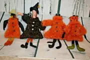 Dept.56 RARE Halloween Plush Tinsel Fabric Witch Pumpkin Cat Duck NEVER USED!
