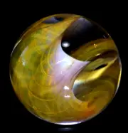 COHESION GLASS MARBLE/1.940"-GOLDENROD TORNADO-TANGERINE,YELLOW,MAGENTA,PINK,ORG