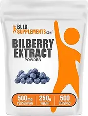 BulkSupplements.com Bilberry Extract Powder - Bilberry Fruit Extract, Antioxidants Supplement, Bilberry Powder - Bilberry Supplement for Eyes, Gluten Free - 500mg per Serving, 250g (8.8 oz)