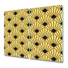 Glass Induction Ceramic Hob Cover Art deco vintage yellow and black photo