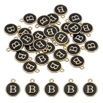 Letter Charm, 30 Pcs Capital Initial Alphabet B Letter Charm for Bracelet, Black