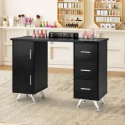 CostwayManicure Table Nail Desk Nail Tech Station with Drawers-Black