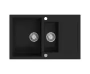 vidaXL Granite Kitchen Sink Double Basin Black