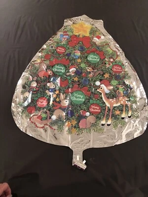 NEW Jumbo Mylar Helium Balloon Merry Christmas Tree With Reindeer and Animals