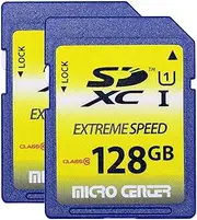 INLAND 128GB SD Card Class 10 SDXC Flash Memory Card Full Size SD Chip USH-I U1 Trail Camera by Micro Center (2 Pack)