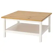 HEMNES Coffee table, white stain, light brown, 90x90 cm