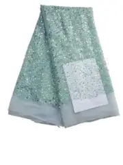 Beaded Embroidery Lace Net Sequins Tulle African Lace Fabric for Luxury Wedding