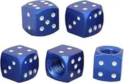 EKIND Tire Stem Valve Caps Wheel Aluminum Valve Covers Car Dustproof Tire Cap, Aluminum Dice, (Set of 5, Blue)